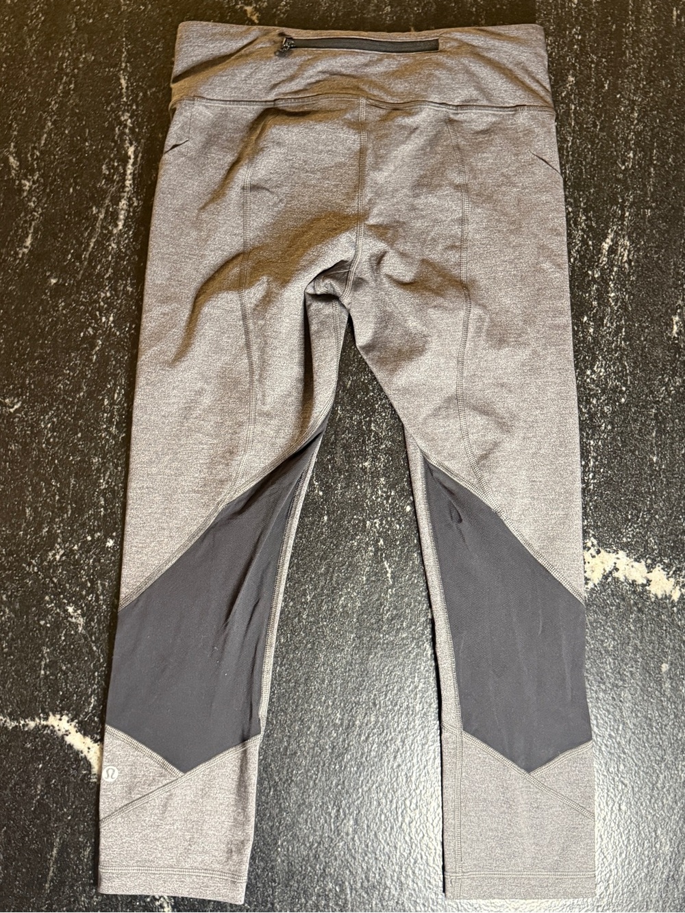 lululemon athletica Gray Leggings with Black Mesh Insets